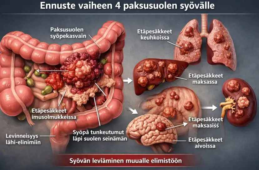 Ennuste vaiheen 4 paksusuolen syövälle – Selviytyminen, hoito ja tulevaisuuden näkymät