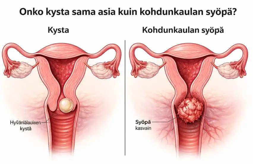 Onko kysta sama asia kuin kohdunkaulan syöpä? Selkeä opas eroista, oireista ja hoidosta
