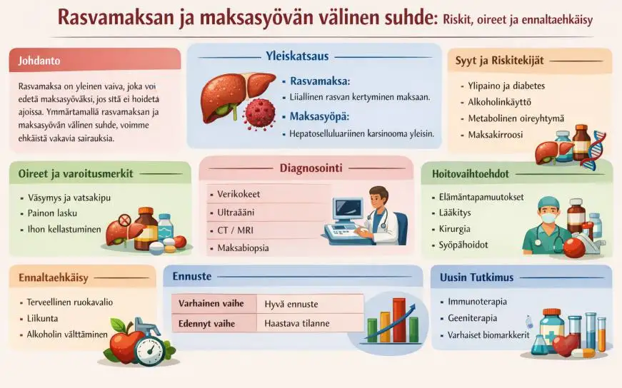 Rasvamaksan ja maksasyövän välinen suhde: Riskit, oireet ja ennaltaehkäisy